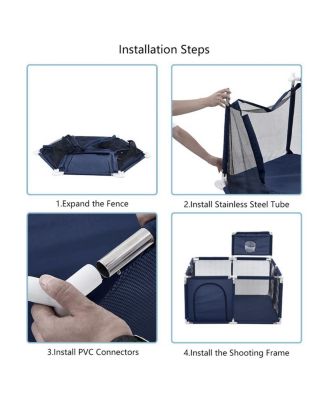 Baby Playpen Outdoor Indoor Play Yard 7 Panel Baby Safety Playpen for Infant Toddler with Basketball Hoop