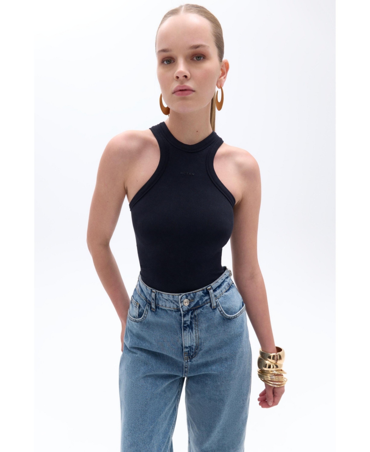 Women's Halter Neck Bodysuit - Black