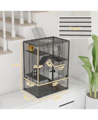 Hamster Cage, 4 Tiers Hamster k with Deep Glass Bottom, 24"L