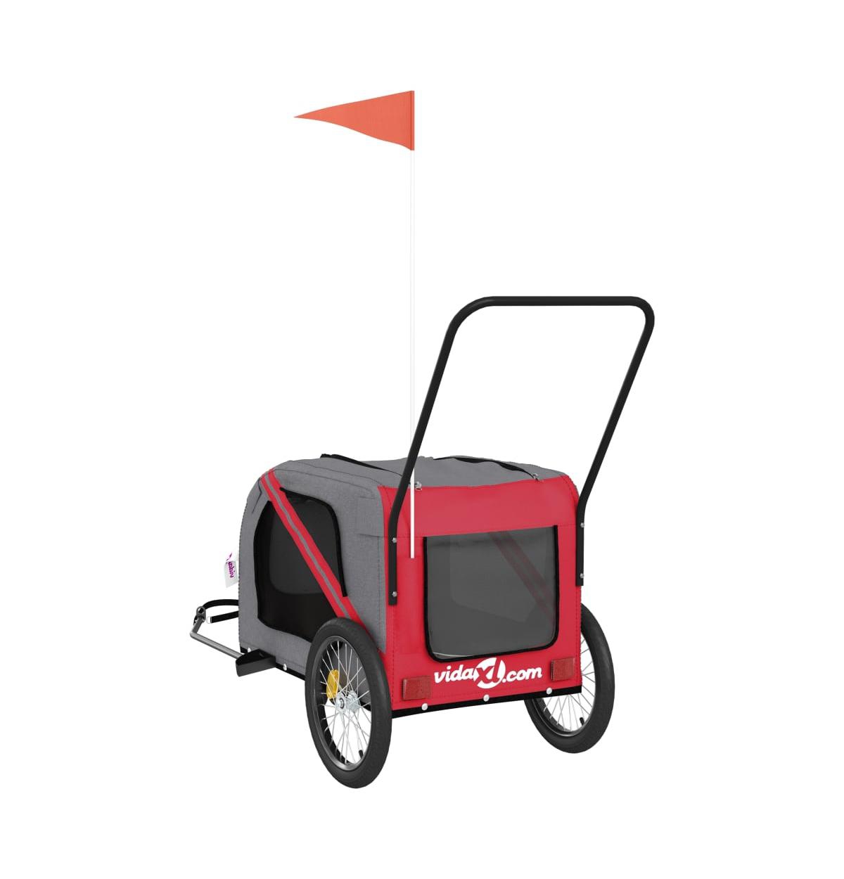 vidaXL Pet Bike Trailerand Gray Oxford Fabric and Iron - Red