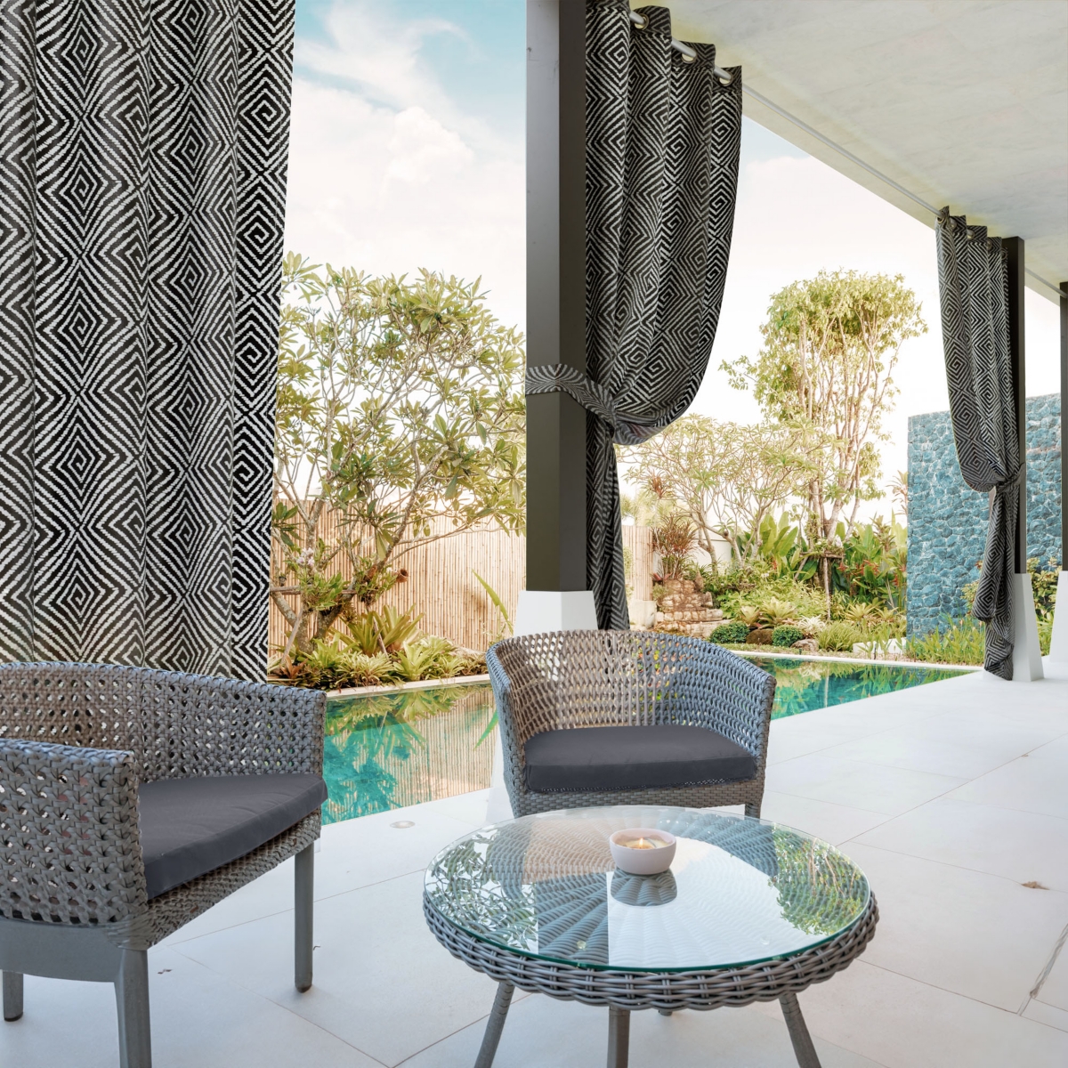 Outdoor Gobi Print Uv Protected Privacy Grommet Curtain Panel, 52"&#xD7;96" - Navy
