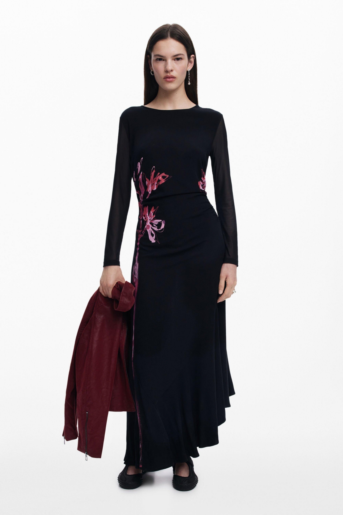 Women's Asymmetric lily long dress - Black