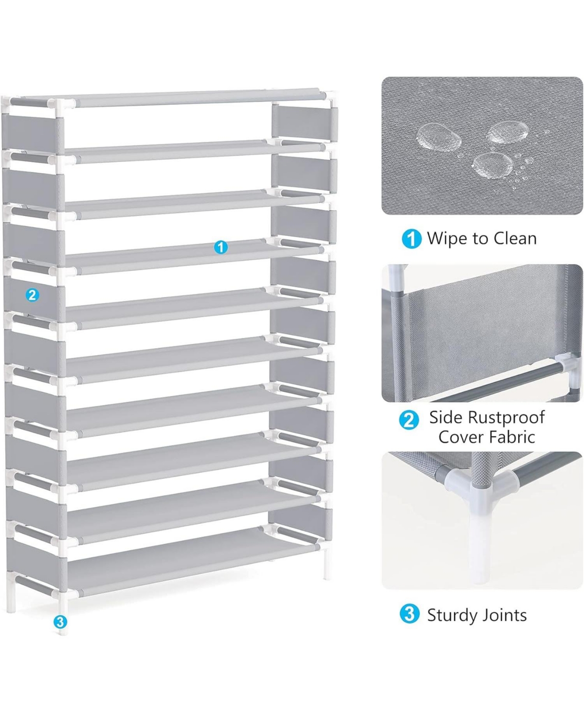 Tribesigns 10-Tier Shoe Rack, Shoe Storage Organizer, Capacity Shoe Rack for 50 Pairs, Shoe Shelf, Perfect for Closet, Entryway, and