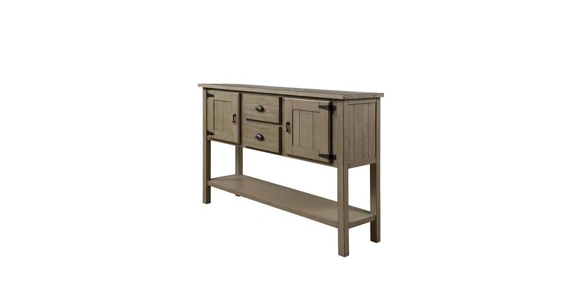 Slickblue Solid Wood Farmhouse Console Table Buffet Cabinet with Storage Drawers