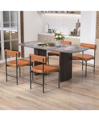 set of 4 dining chairs faux leather upholstered kitchen side chairs with curved backrest