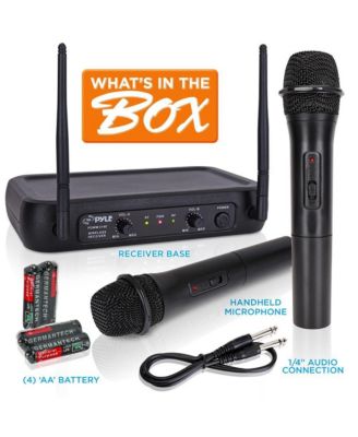 2-Channel VHF Wireless Microphone System with (2) Handheld Mics, Adjustable Volume Control