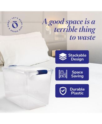 112 Qt Multipurpose Stackable Storage Bin with Latching Lid, Clear (2 Pack