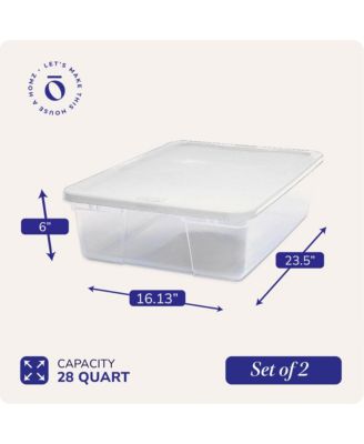 28 Qt Snaplock Clear Plastic Storage Container Bin with Secure Lid, 2 Pack