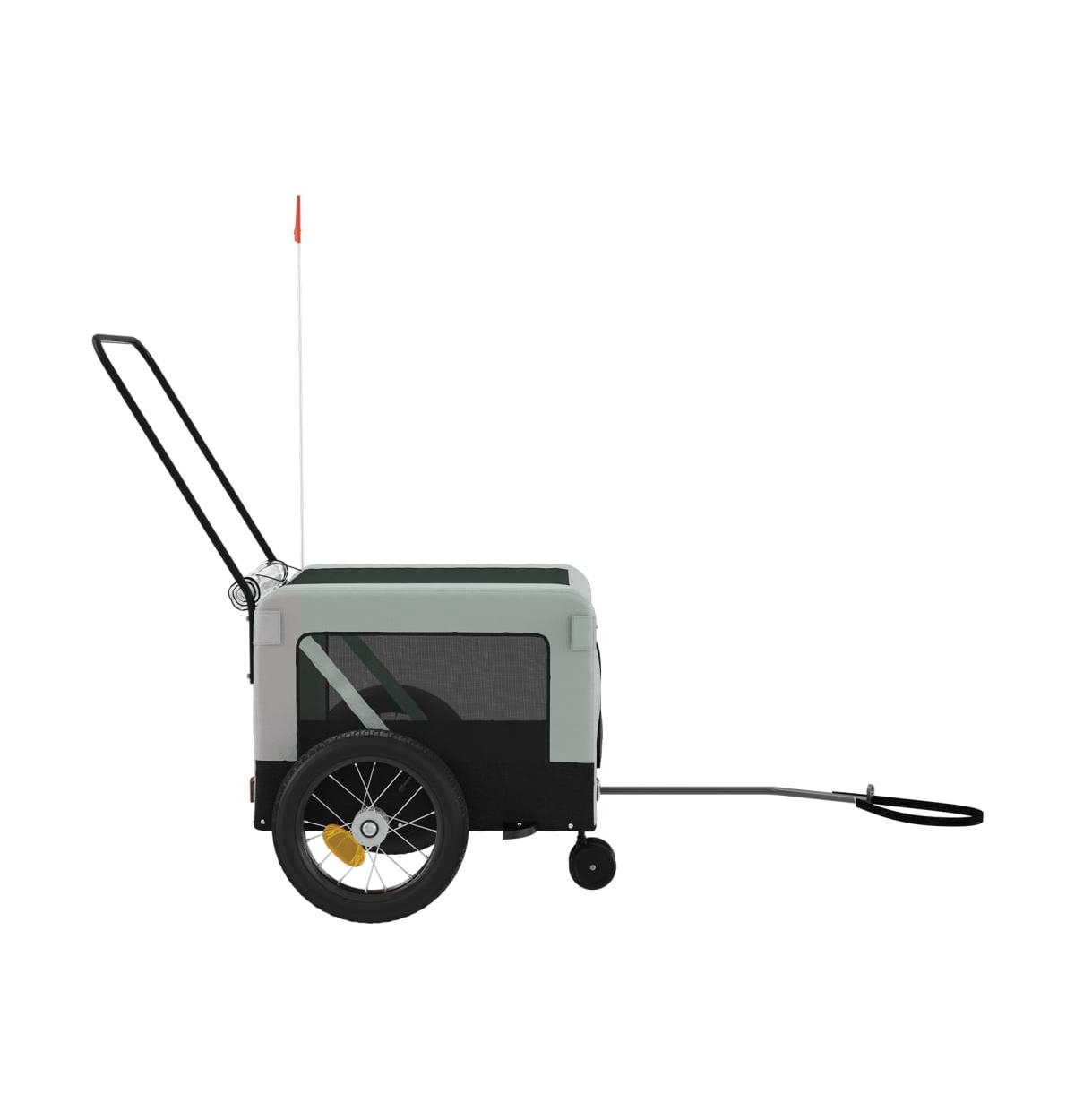 vidaXL Pet Bike Trailerand Black Oxford Fabric and Iron - Gray