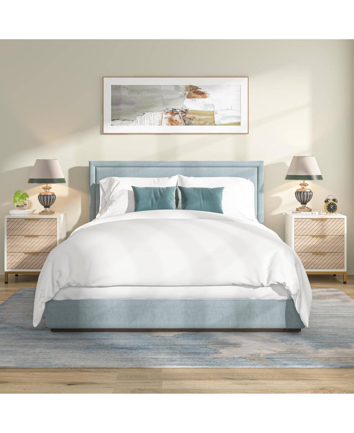 Tribesigns Nightstand for Bedrooms, White and Gold Light Wood Grain Nightstand with 3 Drawers, End Tables Storage for Living Room - White and gold