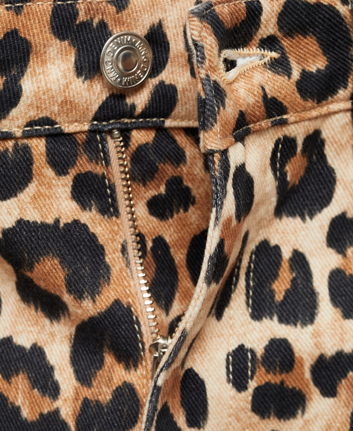 Mango Women's Leopard-Print Wide leg Jeans