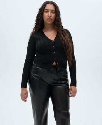 Women's Leather-Effect Straight Trousers
