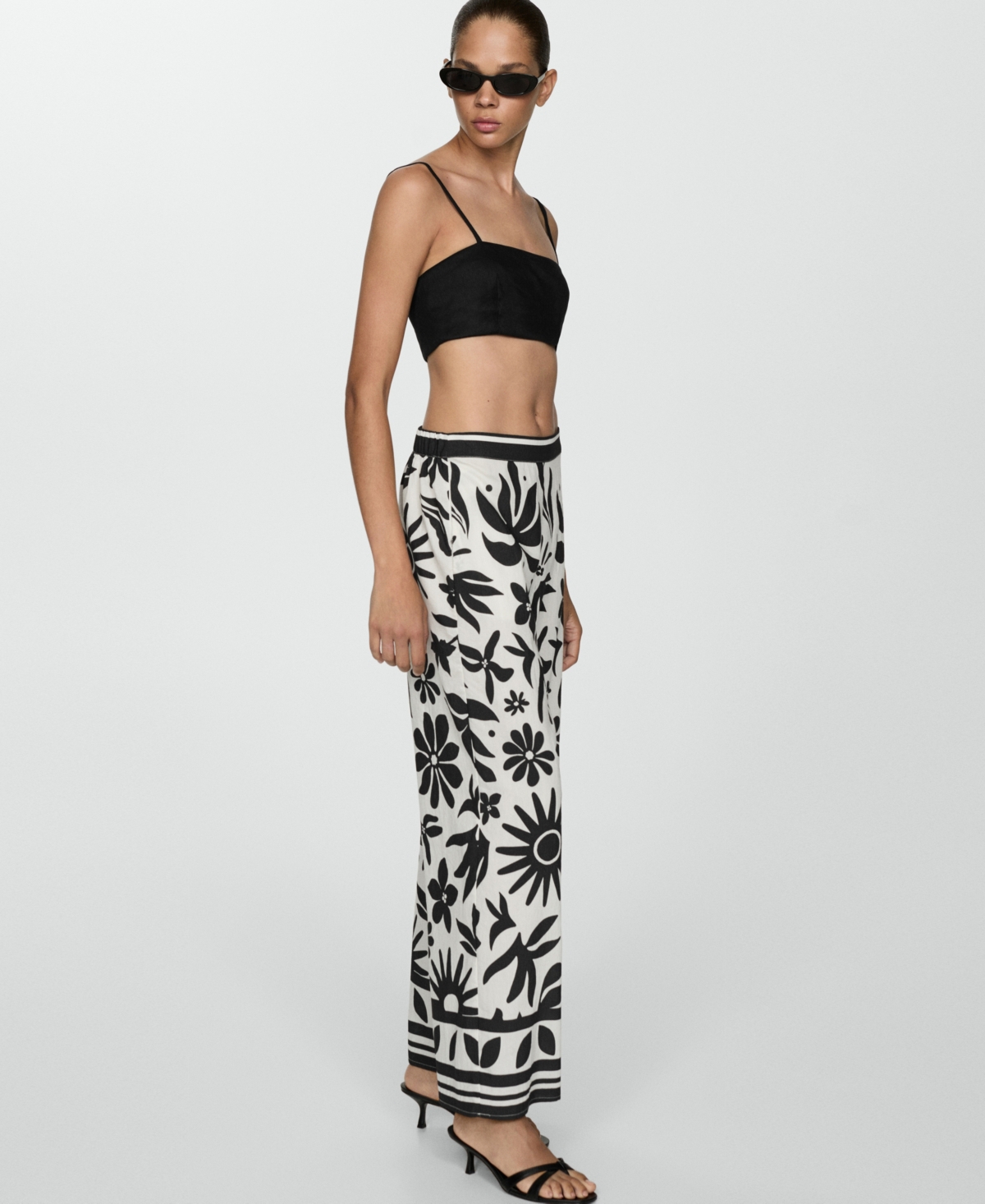 Mango Women's Floral-Print Wide leg Pants