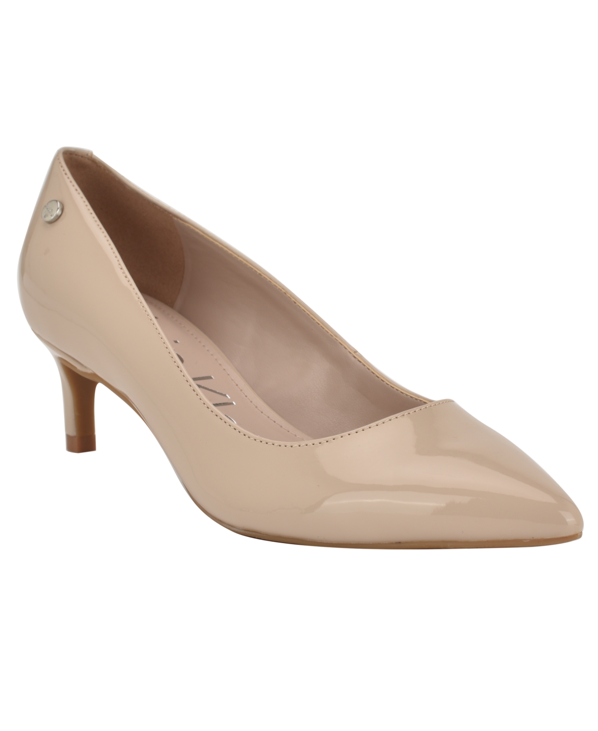 Calvin Klein Gayle Womens Leather Pointed Toe Heels In Light Natural Patent