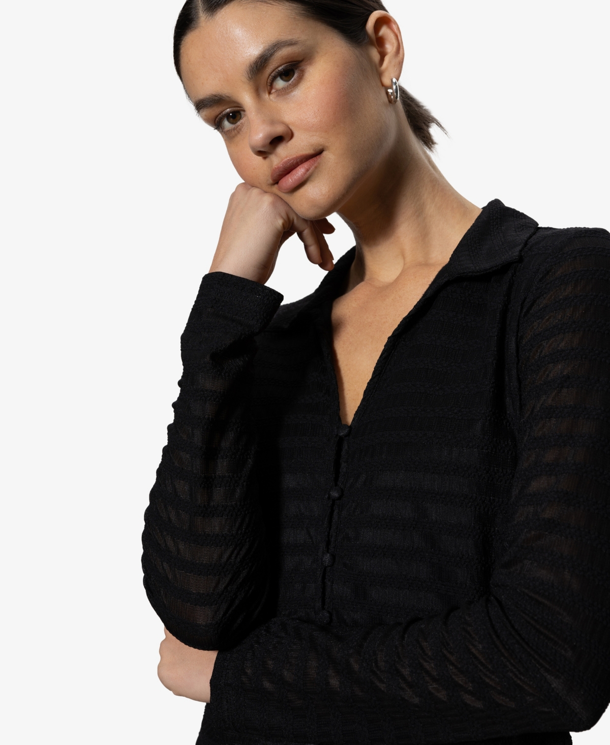Sanctuary Women's Mesh-lace Button-front Shirt In Black