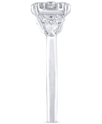 Diamond Oval Cluster Engagement Ring (1 ct. t.w.) in 14k White Gold