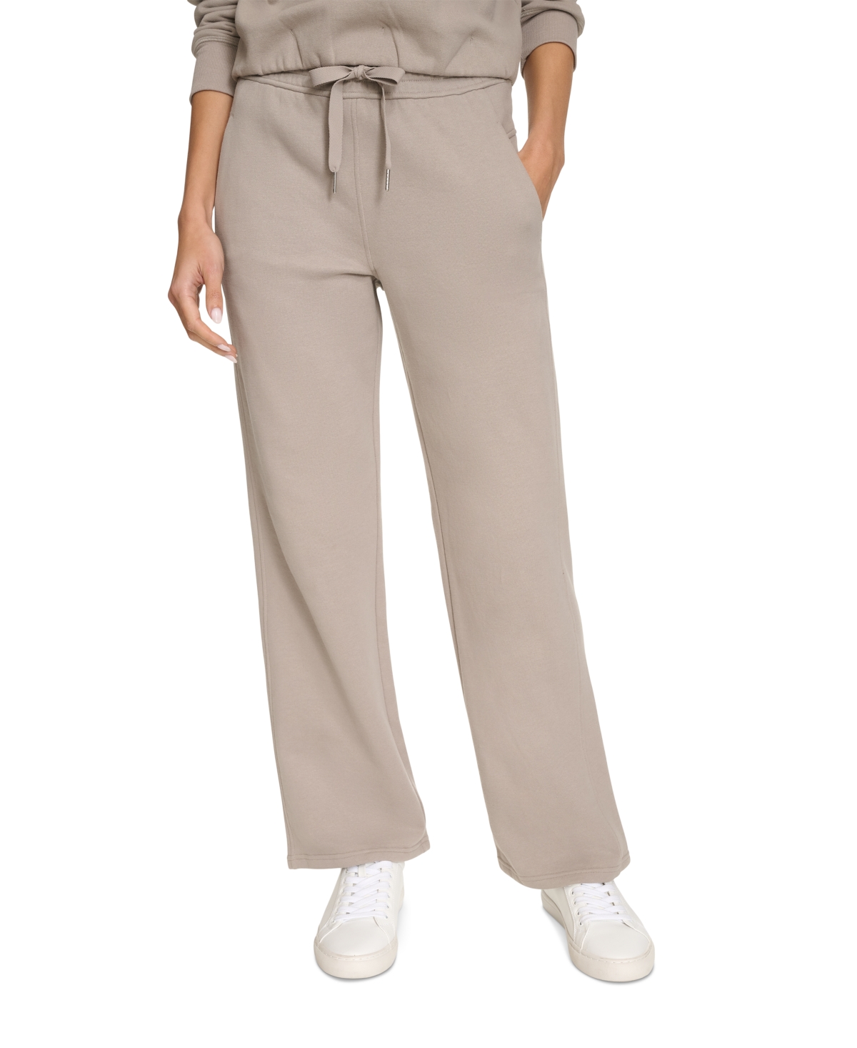 Calvin Klein Women's Fleece High-waist Angled-pocket Sweatpants In Moonrock