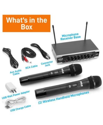Bluetooth Wireless PA Microphone System with (2) Handheld Mics, Desktop Receiver & USB Charging