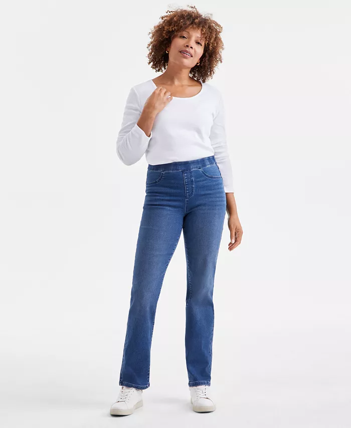 Women's Mid-Rise Straight Pull-On Jeans - thumbnail 9