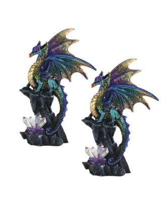 FC Design "2-PC Set" 6"H Purple Dragon Guarding Faux Crystal Gemstone ...