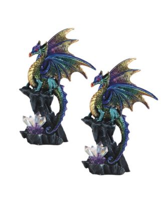 FC Design "2-PC Set" 6"H Purple Dragon Guarding Faux Crystal Gemstone ...