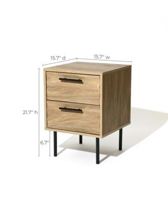 Mid-Century Modern Wave 2-Drawers End Table and Nightstand with Metal Legs