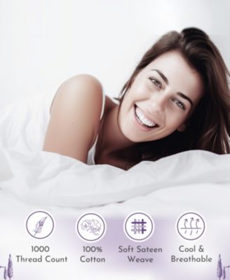 Luxury 1000 Thread Count Standard / Queen Pillow Cases Set of 2 Cotton - 100% Cotton Sateen,Crisp and Cooling Pillow Cases