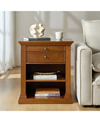 Mulo Traditional Nightstand with Three Ports and Adjustable Shelf