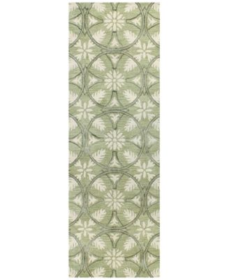 Macy's Fine Rug Gallery - Orleans City Park Light Green 2'6" x 8' Runner Rug