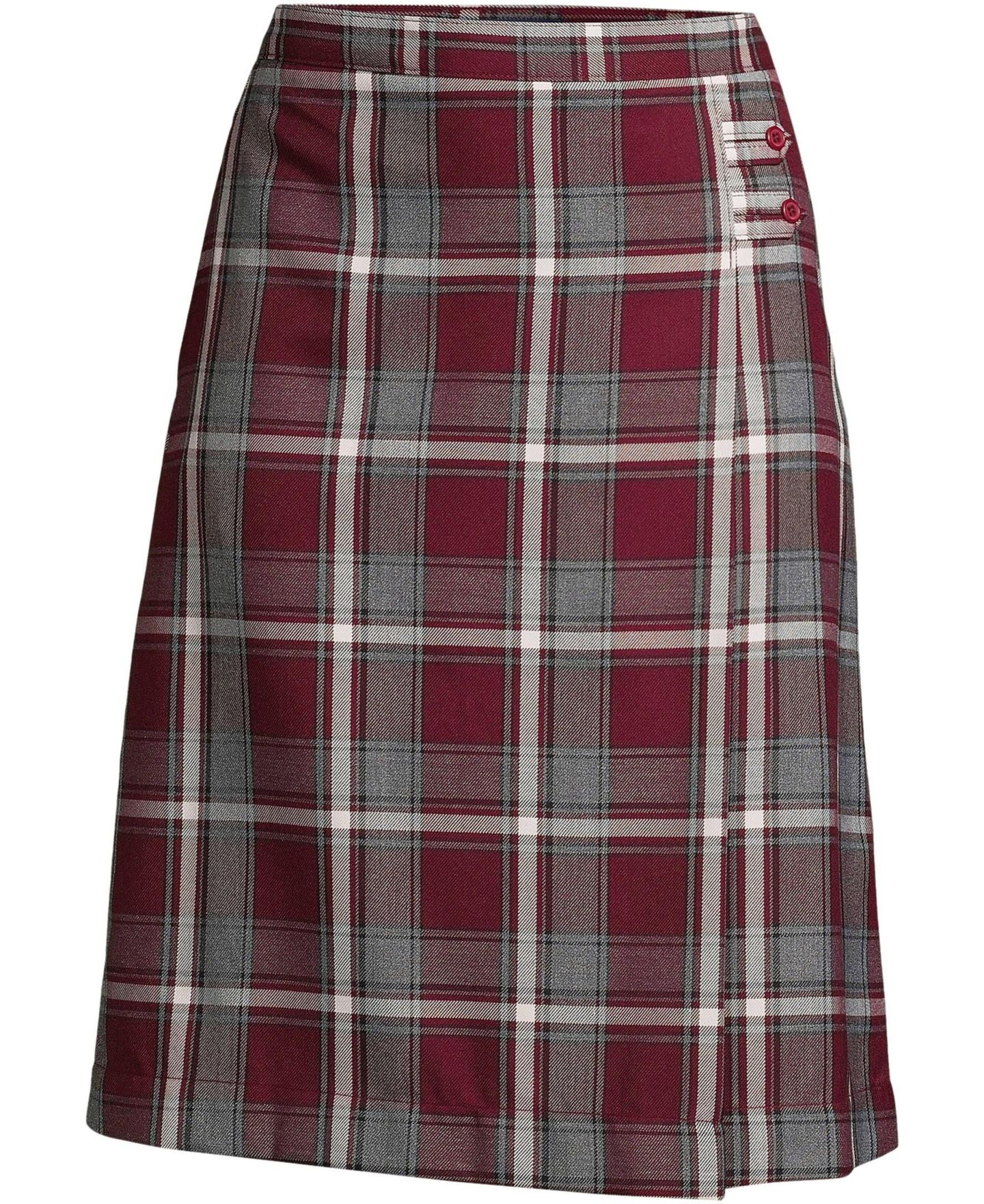Женская юбка Lands' End Plaid A-line Skirt Below the Knee, цвет: Бордовый / Серый клетчатый — фото 3