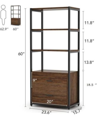 Bookcase, 4-Tier Bookshelf with 2 Drawers, Etagere Standard Book Shelves Display Shelf for Home Office
