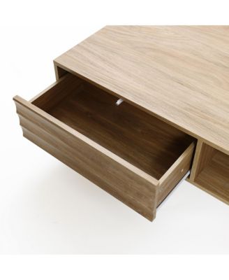 Mid-Century Modern Wave 1-Drawer Coffee Table with Storage and Metal Legs