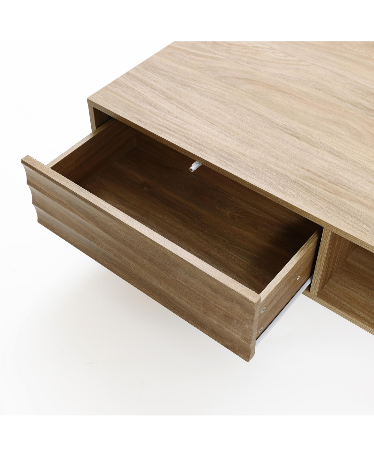 Shop Luxenhome Mid-century Modern Wave 1-drawer Coffee Table With Storage And Metal Legs In Natural