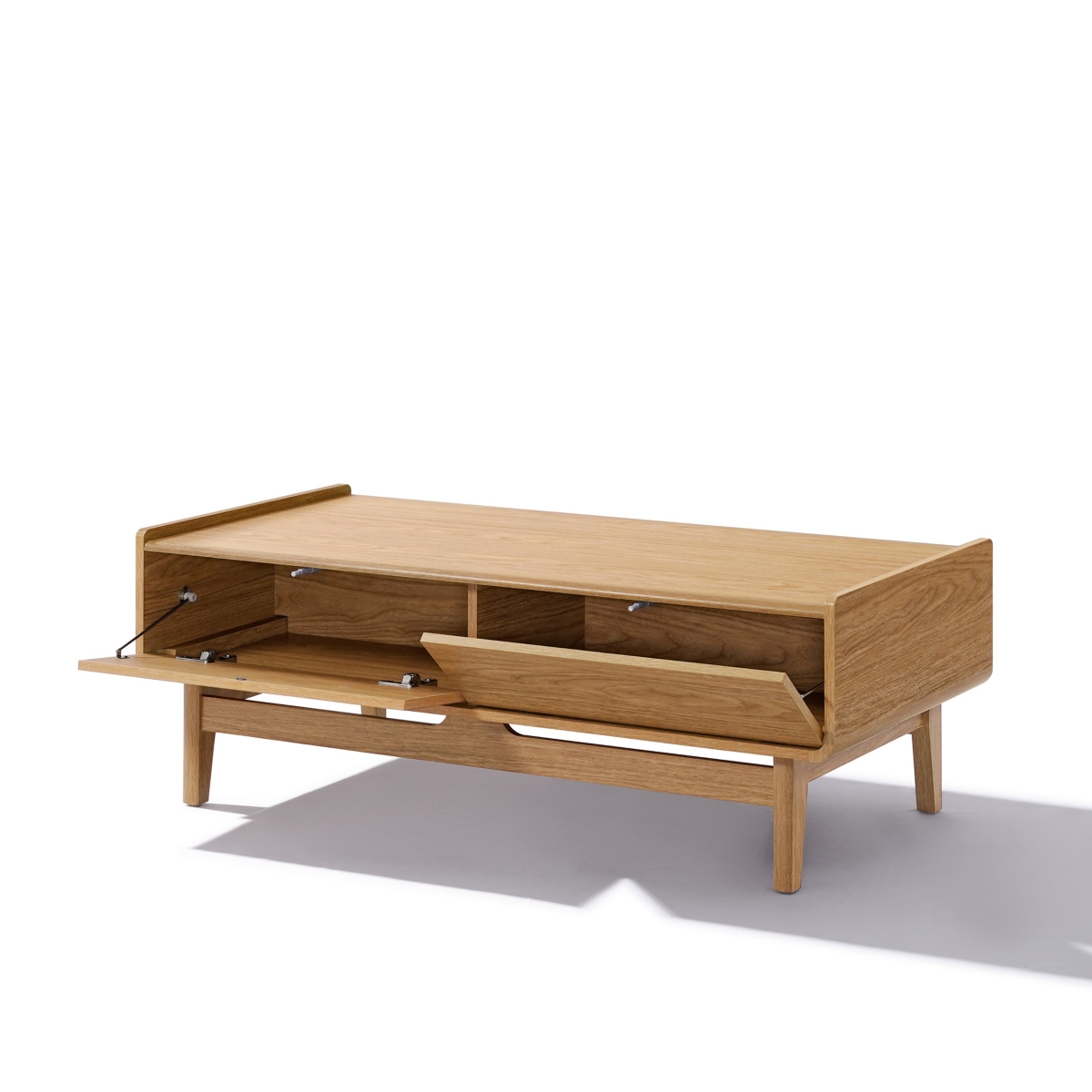 Luxenhome Summer Oak Engineered Wood Coffee Table With Storage In Brown