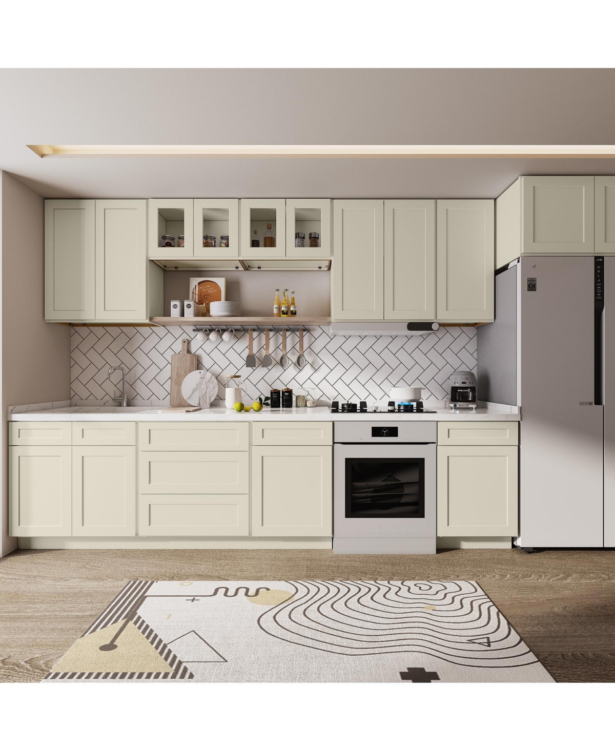 Lovmor Kitchen Sink Base Cabinet, Unassembled Cabinet with Adjustable Shelves without Top