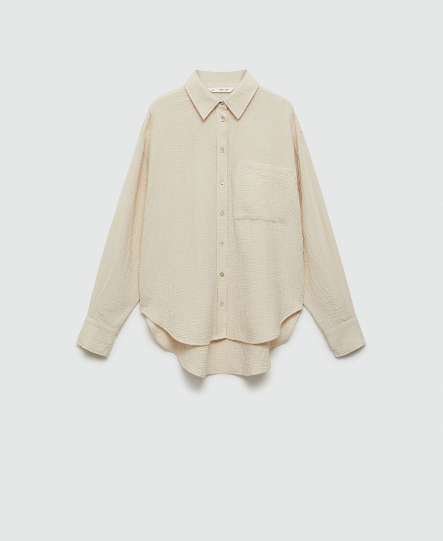 Женская рубашка Mango Chest Pocket Cotton, цвет: Экрю — фото 7