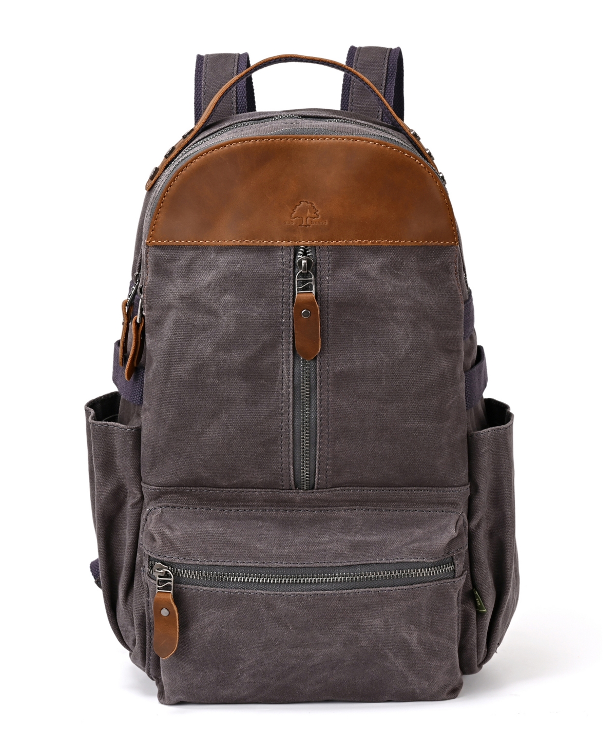 Tsd Brand Mountain Leaf Utility Bee-wax Canvas Backpack In Gray