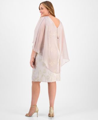 Plus Size Metallic Cape A-Line Dress