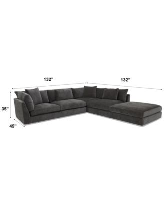 CLOSEOUT! Merten 3-Pc. Fabric Sectional Sofa, Exclusively at Macys