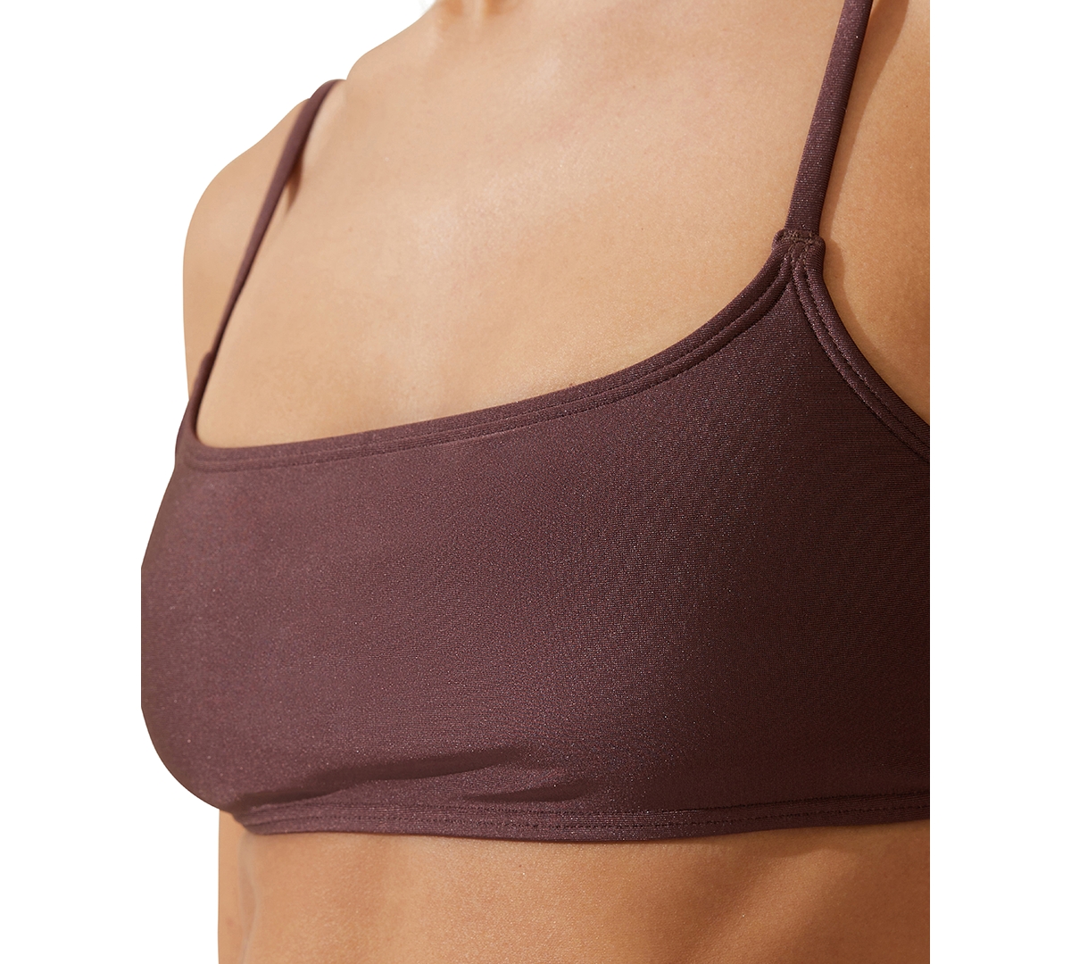 Cotton On Women's Straight-neck Crop Bikini Top In Willow Brown Shimmer