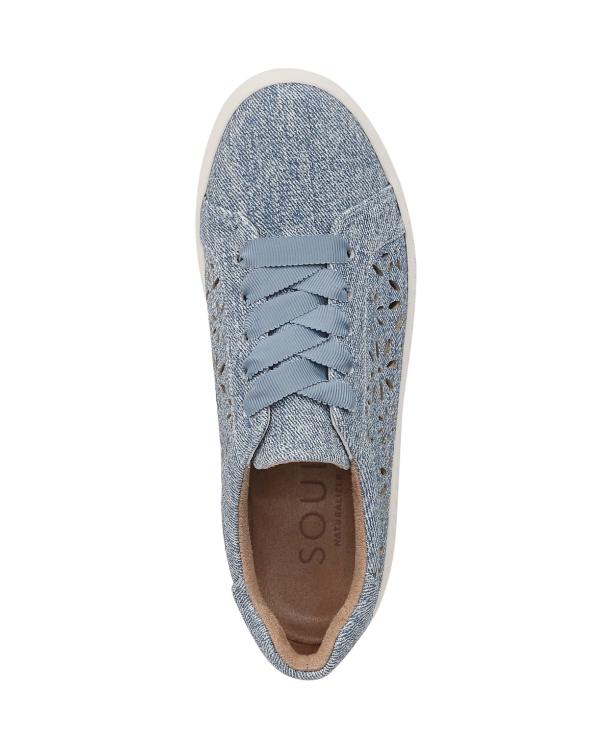 Shop Soul Naturalizer Women's Neela-perf Lace Up Sneakers In Light Denim Blue Embossed Faux Leather