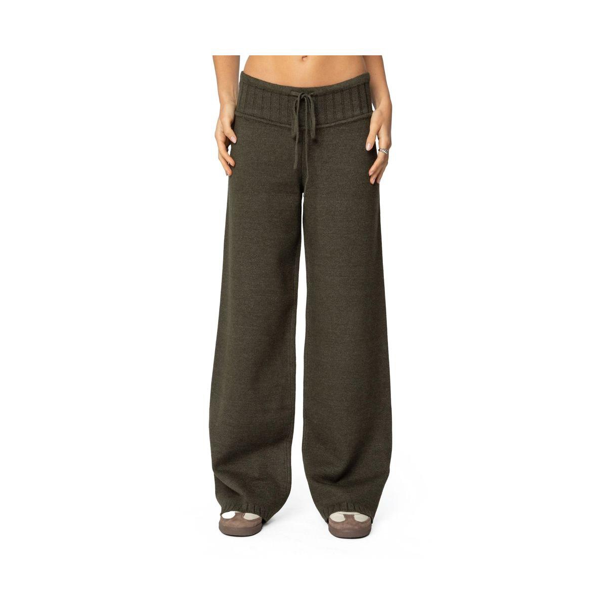 Womens Russell Straight Leg Knit Pants - Olive