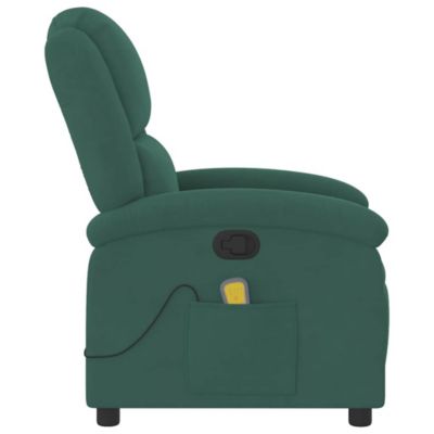 Massage Recliner Chair Dark Green Velvet, Metal, Plywood Medium