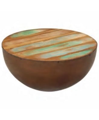 Coffee Table Bowl-shaped with Steel Base Solid Reclaimed Wood