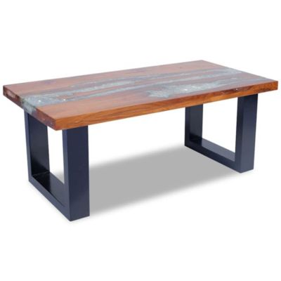Coffee Table Multicolour Solid teak and mango wood with clear resin
