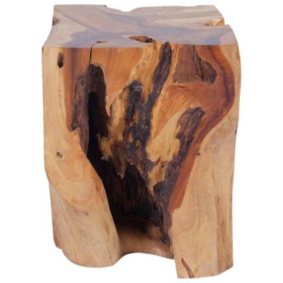 Stool Brown Solid teak wood Medium-sized Statement Piece Stool