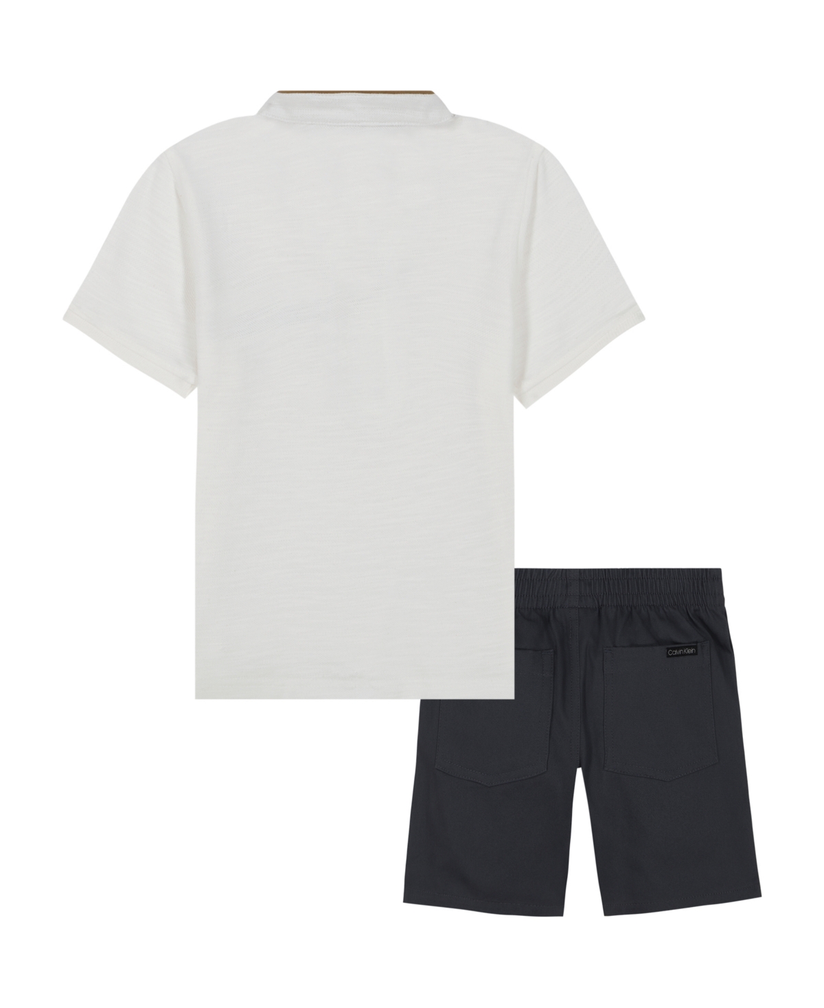 Calvin Klein Toddler And Little Boys Pique Henley Tee And Twill Shorts, 2-piece Set