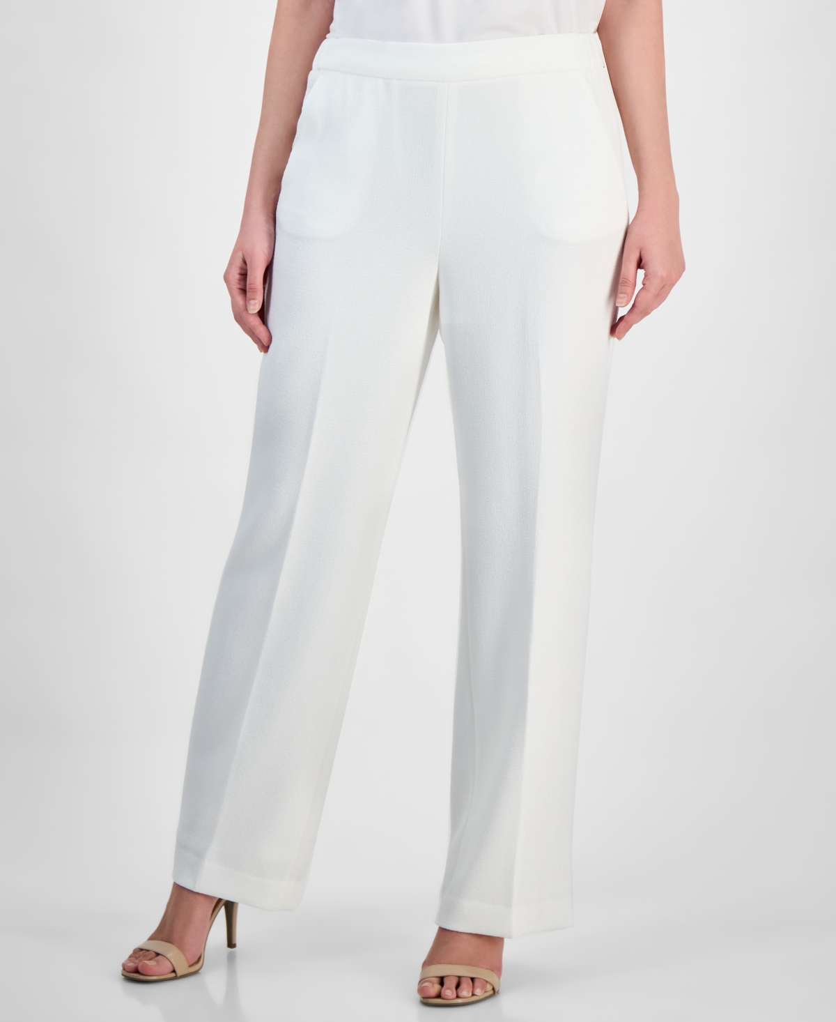 Kasper Women's Melange Crepe Pull-on Wide-leg Pants In Vanilla Ice