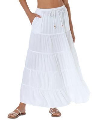 Women's Draw-Waist Tiered Skirt Cover-Up