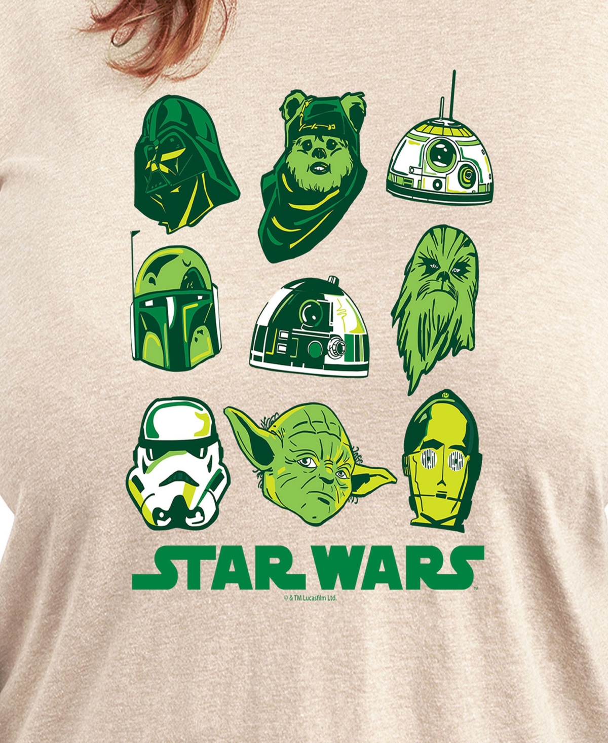 Hybrid Apparel Plus Size Star Wars St Patrick's Day Graphic Crewneck T-shirt In Beige,khaki